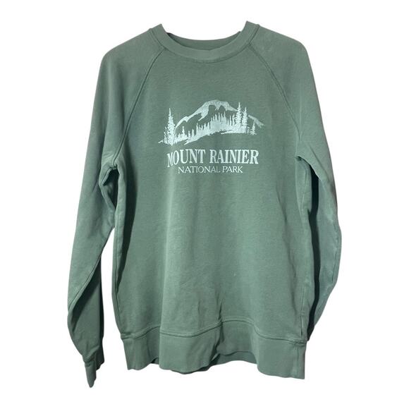 Mt Rainier National Park Sweatshirt Green Size Medium Outta Town Washington - Picture 1 of 5